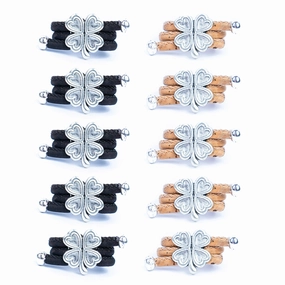 Handcrafted women's fashion ring with natural cork wire and flower alloy hardware! RW-058-AB-10