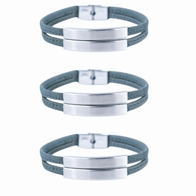 Handmade Stainless Steel and Gray Cork Bracelet BR-426-3