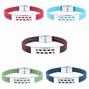Handmade Unisex Bracelet  10mm Flat Colored Cork Cord with Stainless Steel Hardware DBR-056-MIX-5