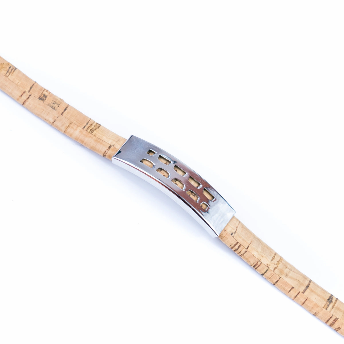Handmade Unisex Bracelet  10mm Flat natural Cork Cord with Stainless Steel Hardware DBR-054-MIX-4