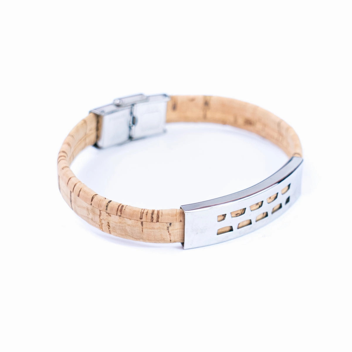 Handmade Unisex Bracelet  10mm Flat natural Cork Cord with Stainless Steel Hardware DBR-054-MIX-4