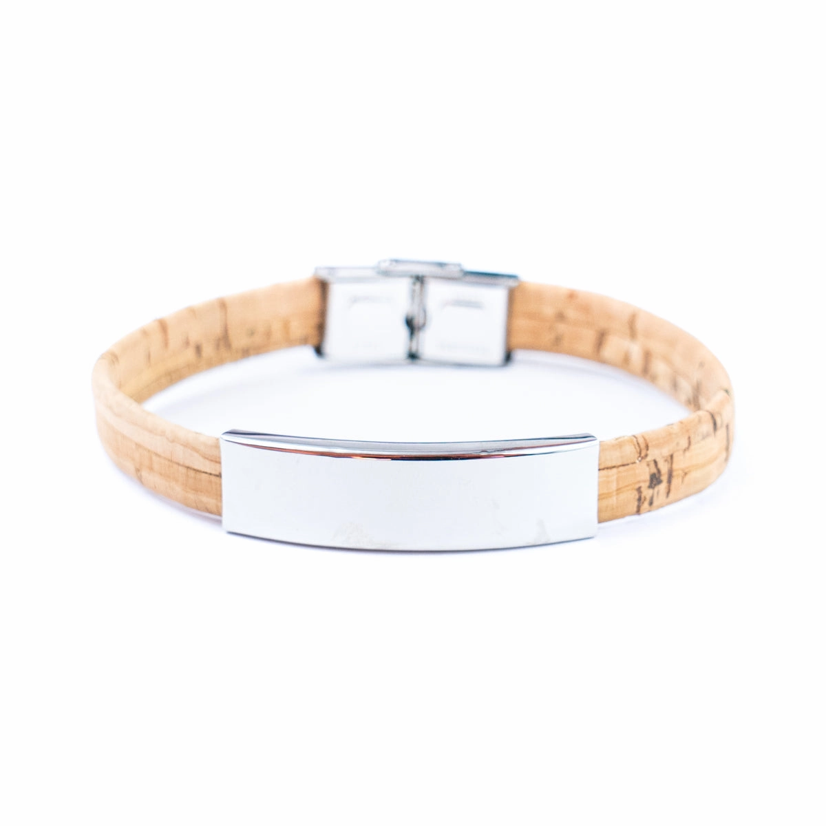Handmade Unisex Bracelet  10mm Flat natural Cork Cord with Stainless Steel Hardware DBR-054-MIX-4