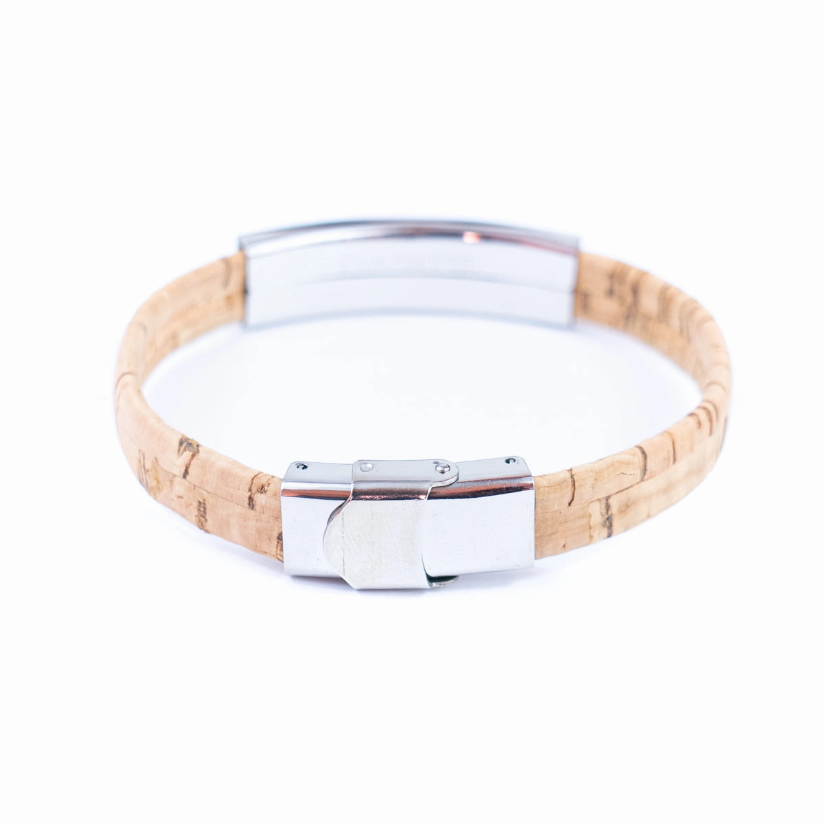 Handmade Unisex Bracelet  10mm Flat natural Cork Cord with Stainless Steel Hardware DBR-054-MIX-4