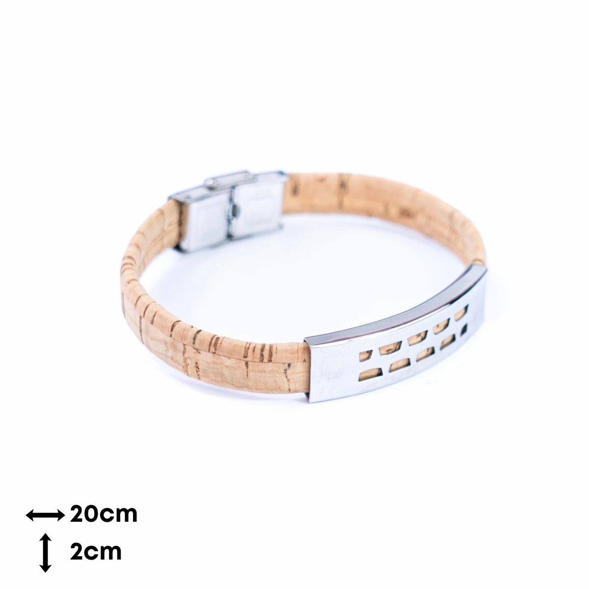 Handmade Unisex Bracelet  10mm Flat natural Cork Cord with Stainless Steel Hardware DBR-054-MIX-4