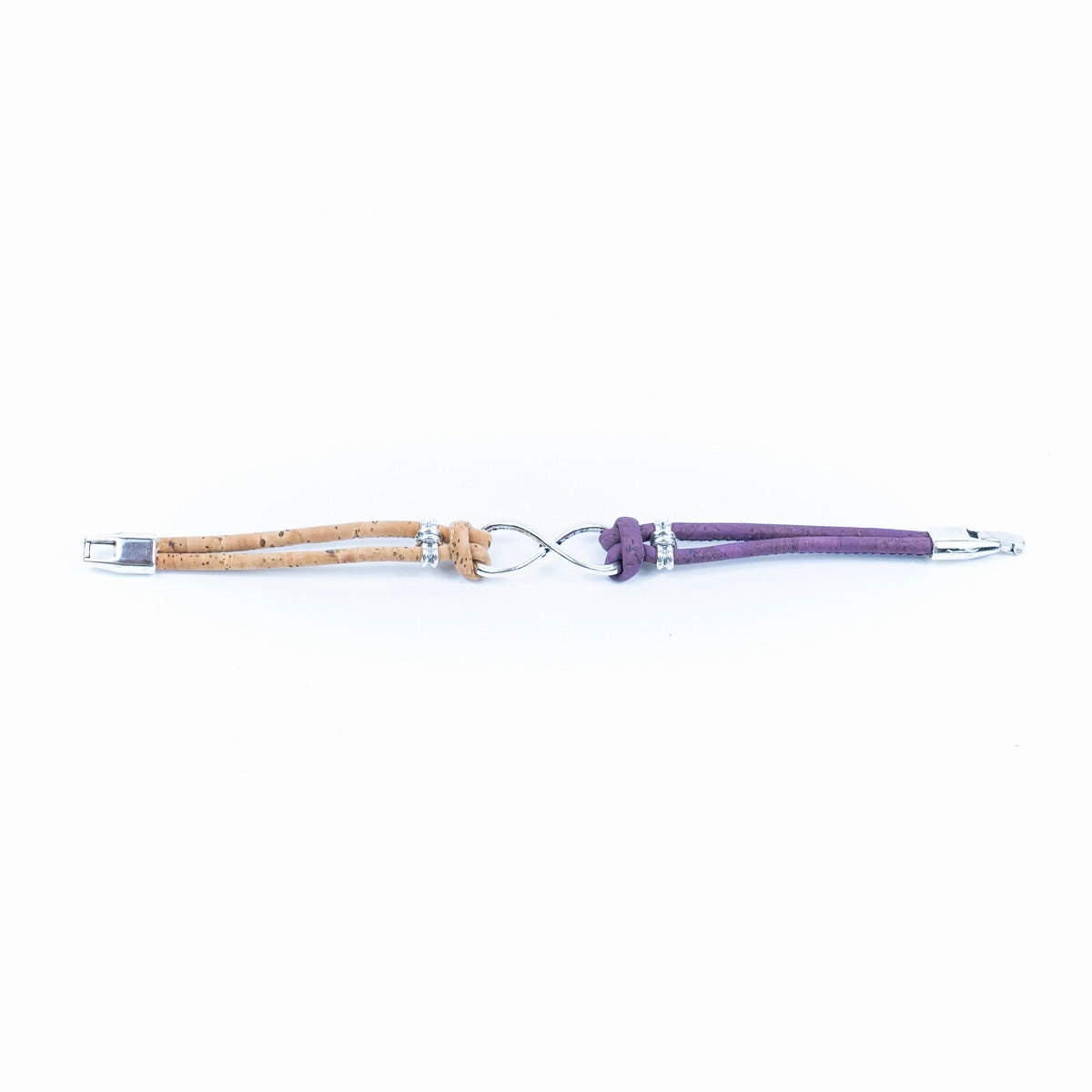 Handmade women's bracelet with colored cork wire and alloy hardware Infinity Symbol DBR-044-MIX-5