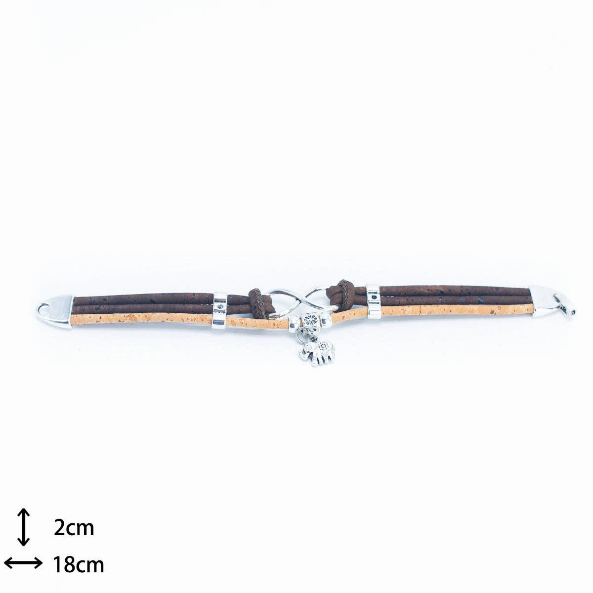 Infinity Elephant Charm Cork Cord Bracelet  BR-471-MIX-5