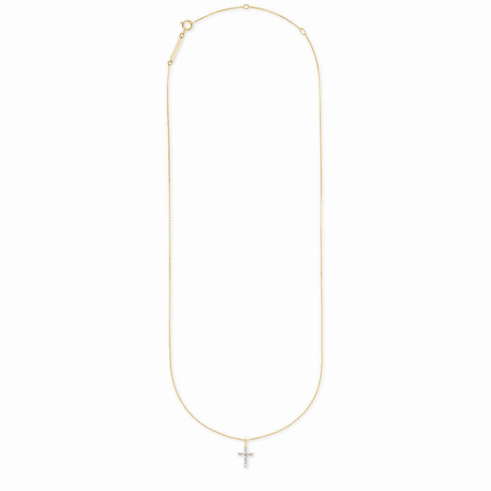 Kendra Scott Cross 14k Gold Pendant Necklace in White Diamond