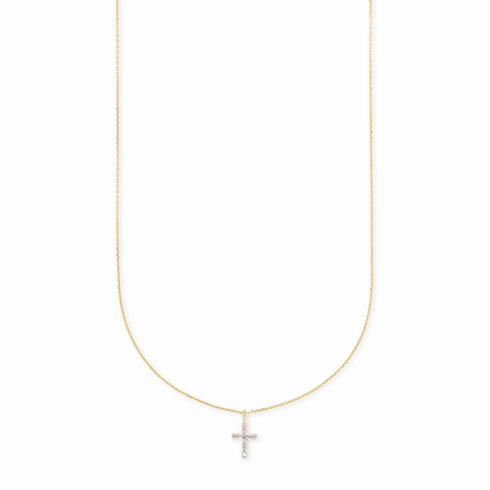 Kendra Scott Cross 14k Gold Pendant Necklace in White Diamond