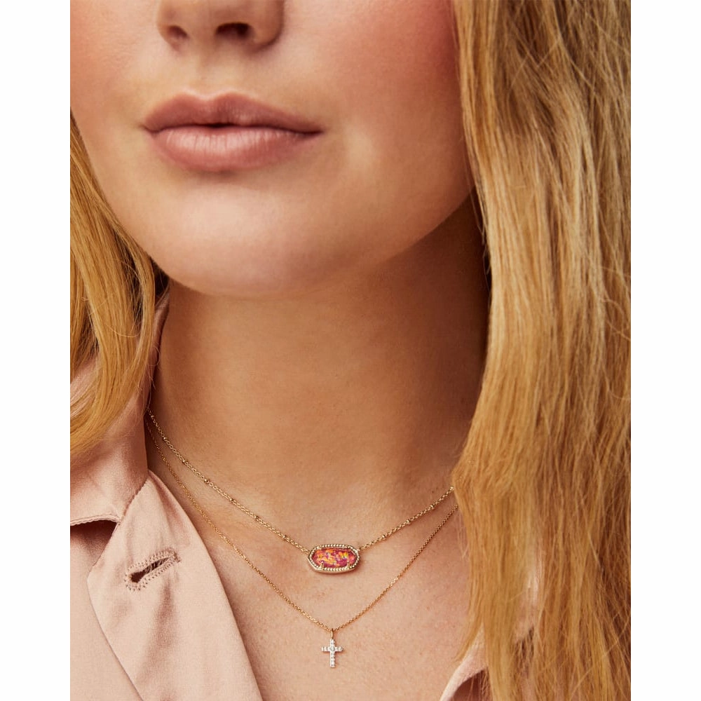 Kendra Scott Cross 14k Gold Pendant Necklace in White Diamond