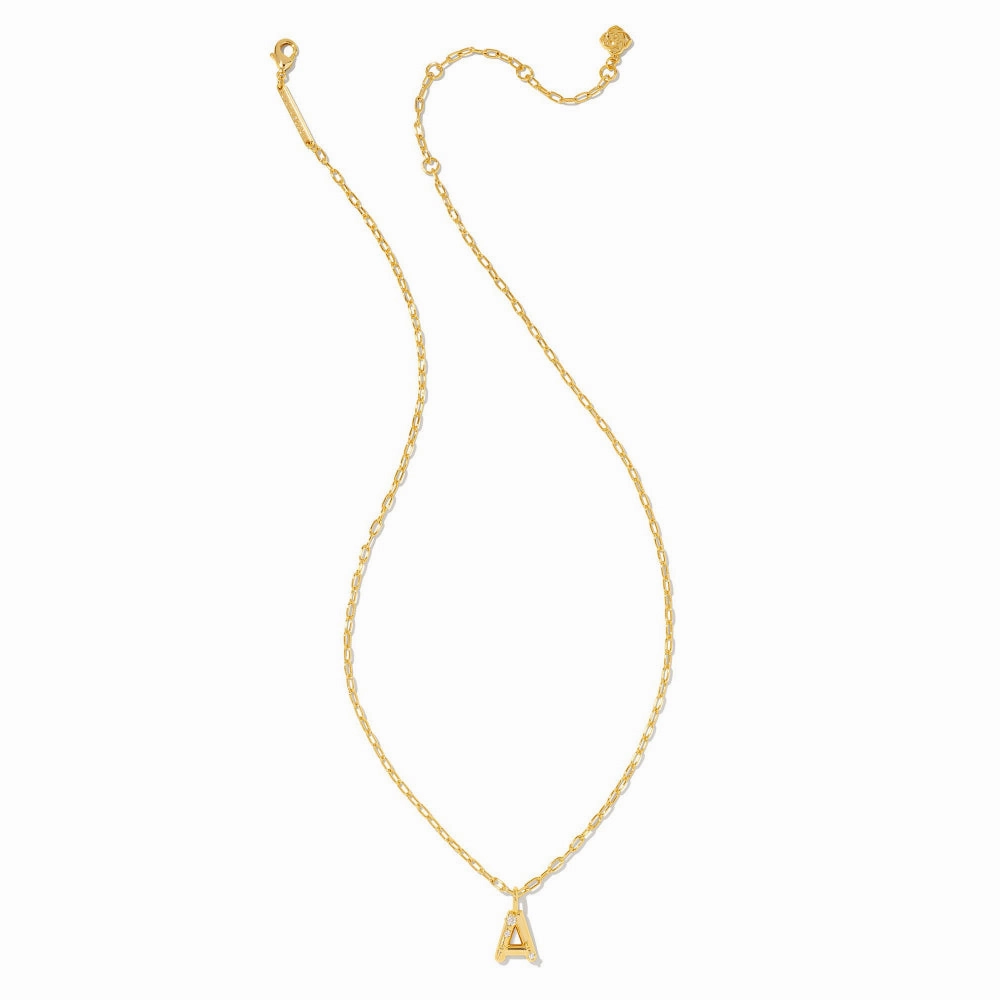 Kendra Scott Crystal Letter Short Gold Pendant Necklace