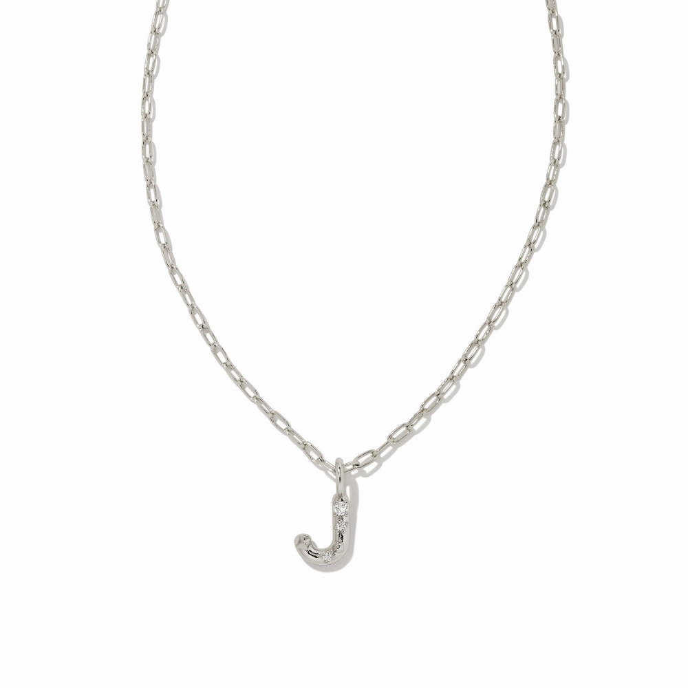 Kendra Scott Crystal Letter Short Silver Pendant Necklace