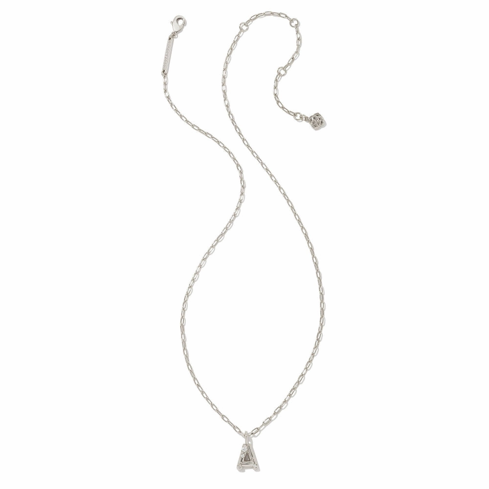 Kendra Scott Crystal Letter Short Silver Pendant Necklace