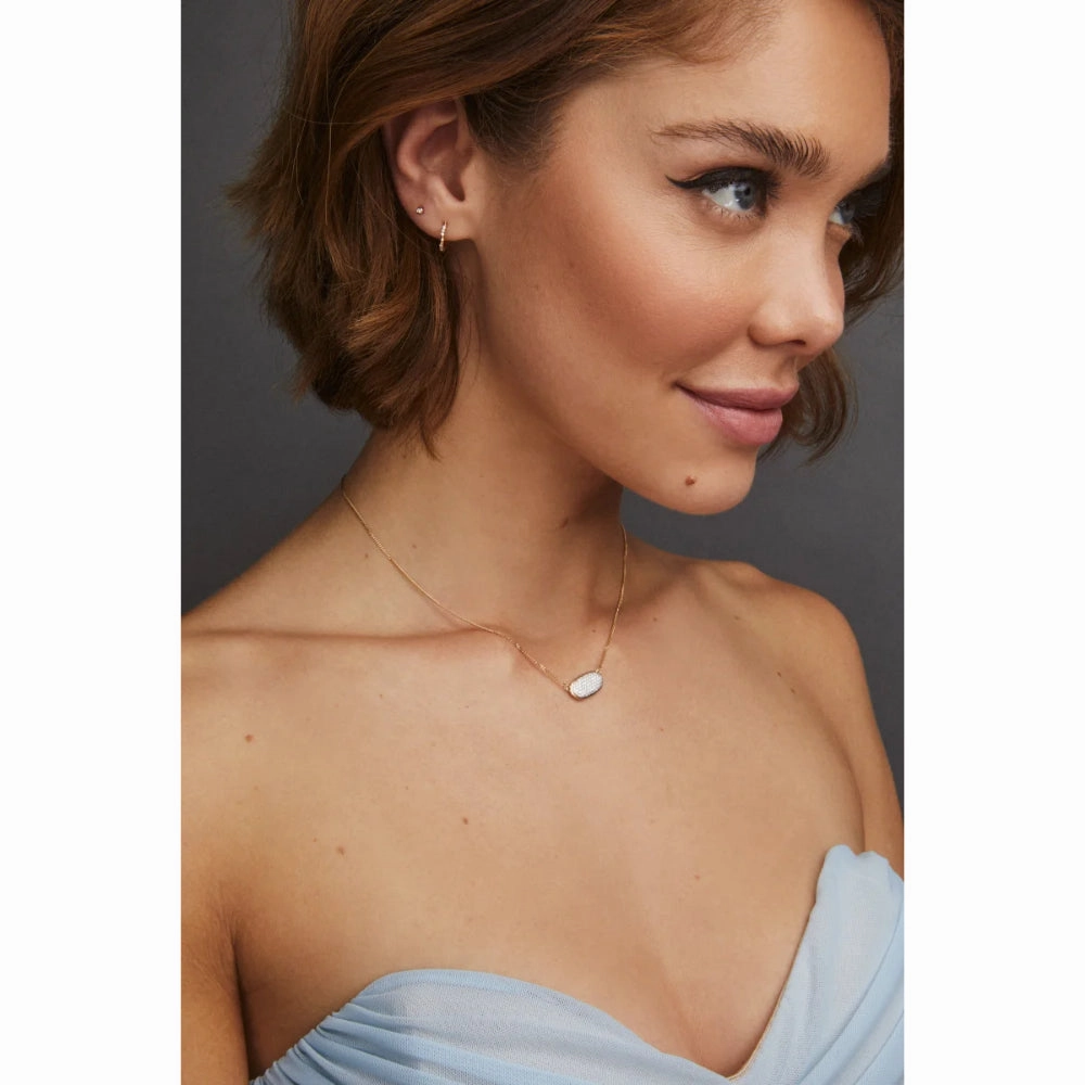 Kendra Scott Elisa 14k Gold Pendant Necklace in Pave White Diamond
