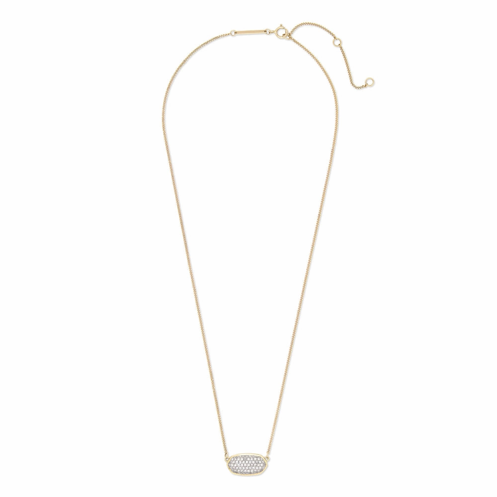 Kendra Scott Elisa 14k Gold Pendant Necklace in Pave White Diamond