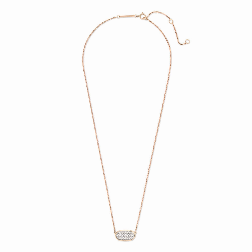 Kendra Scott Elisa 14k Gold Pendant Necklace in Pave White Diamond