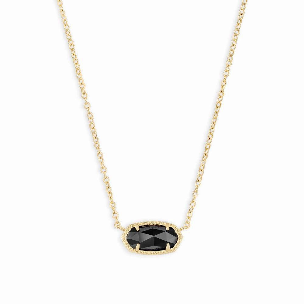 Kendra Scott Elisa Gold Pendant Necklace in Black Opaque Glass