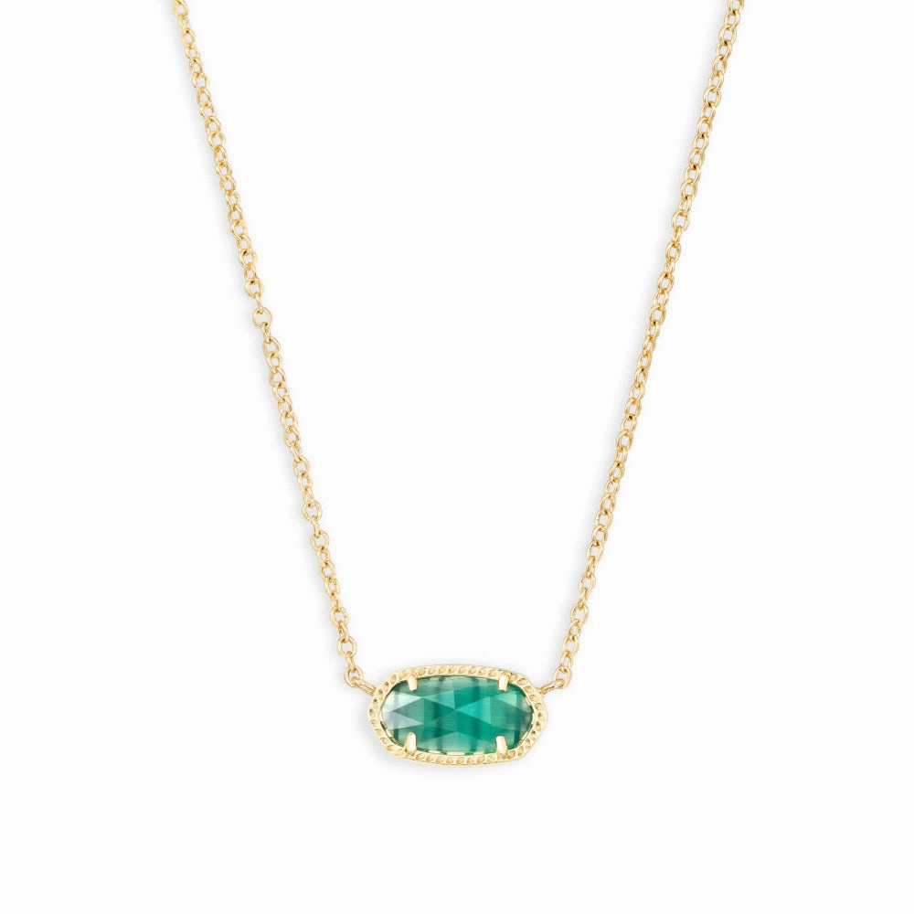 Kendra Scott Elisa Gold Pendant Necklace in Emerald Cats Eye