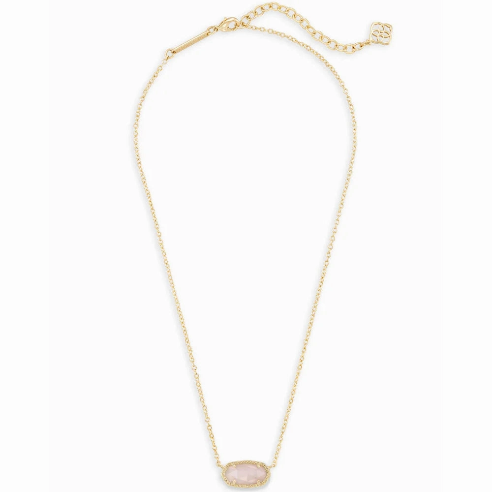 Kendra Scott Elisa Gold Pendant Necklace in Rose Quartz