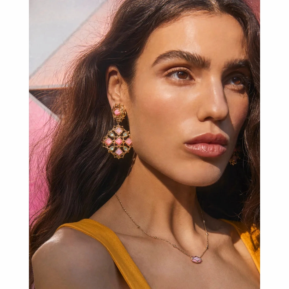 Kendra Scott Elisa Lattice Frame Short Pendant Necklace