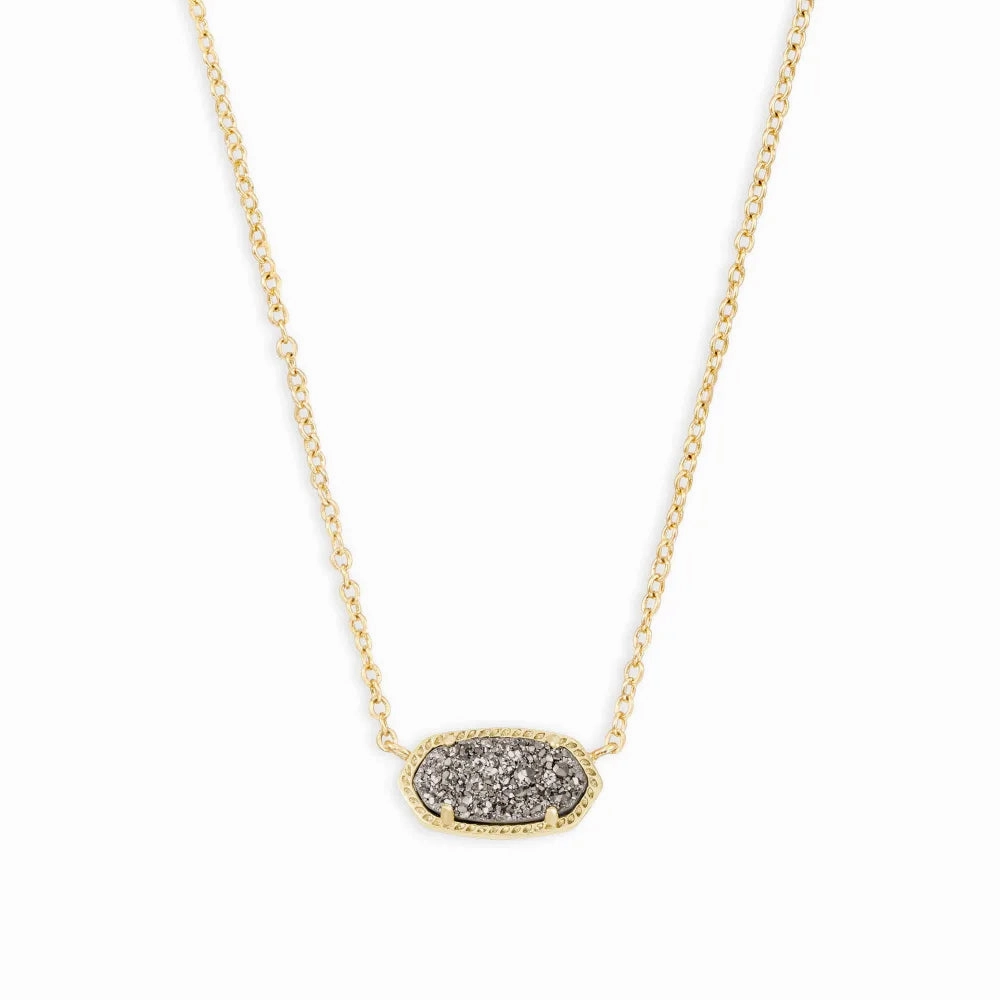 Kendra Scott Elisa Pendant Necklace in Platinum Drusy