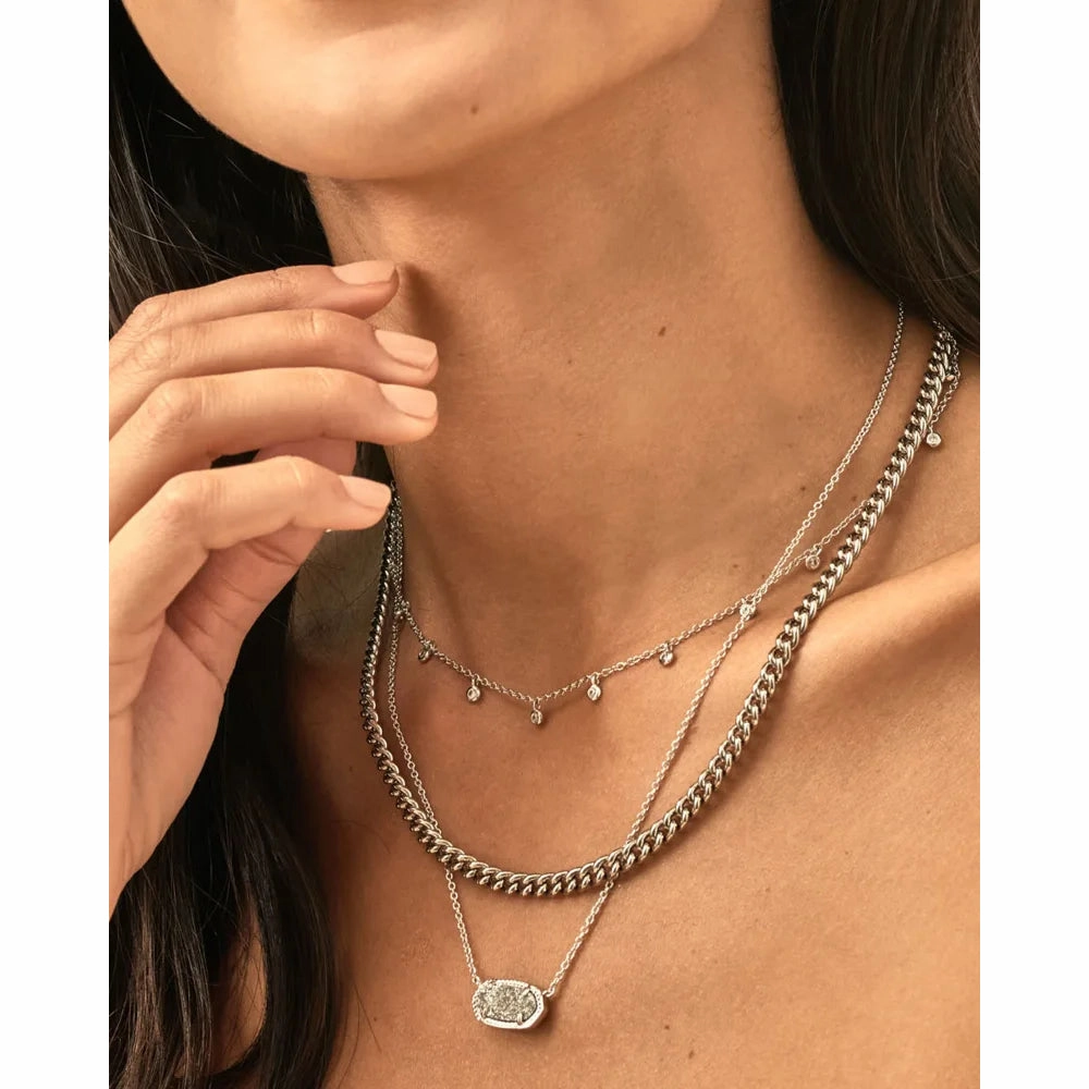 Kendra Scott Elisa Pendant Necklace in Platinum Drusy