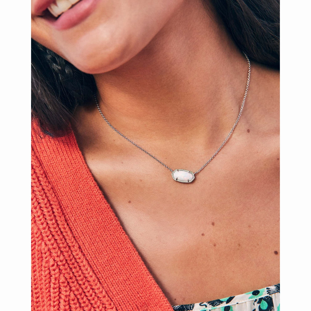 Kendra Scott Elisa Pendant Necklace in White Kyocera Opal