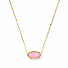 Kendra Scott Elisa Short Pendant Necklace in Gold Carnation Kyocera Opal