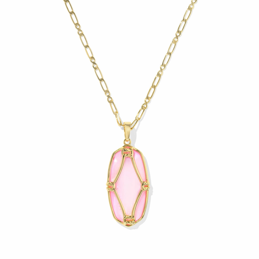 Kendra Scott Gold Elle Lattice Frame Large Long Pendant Necklace