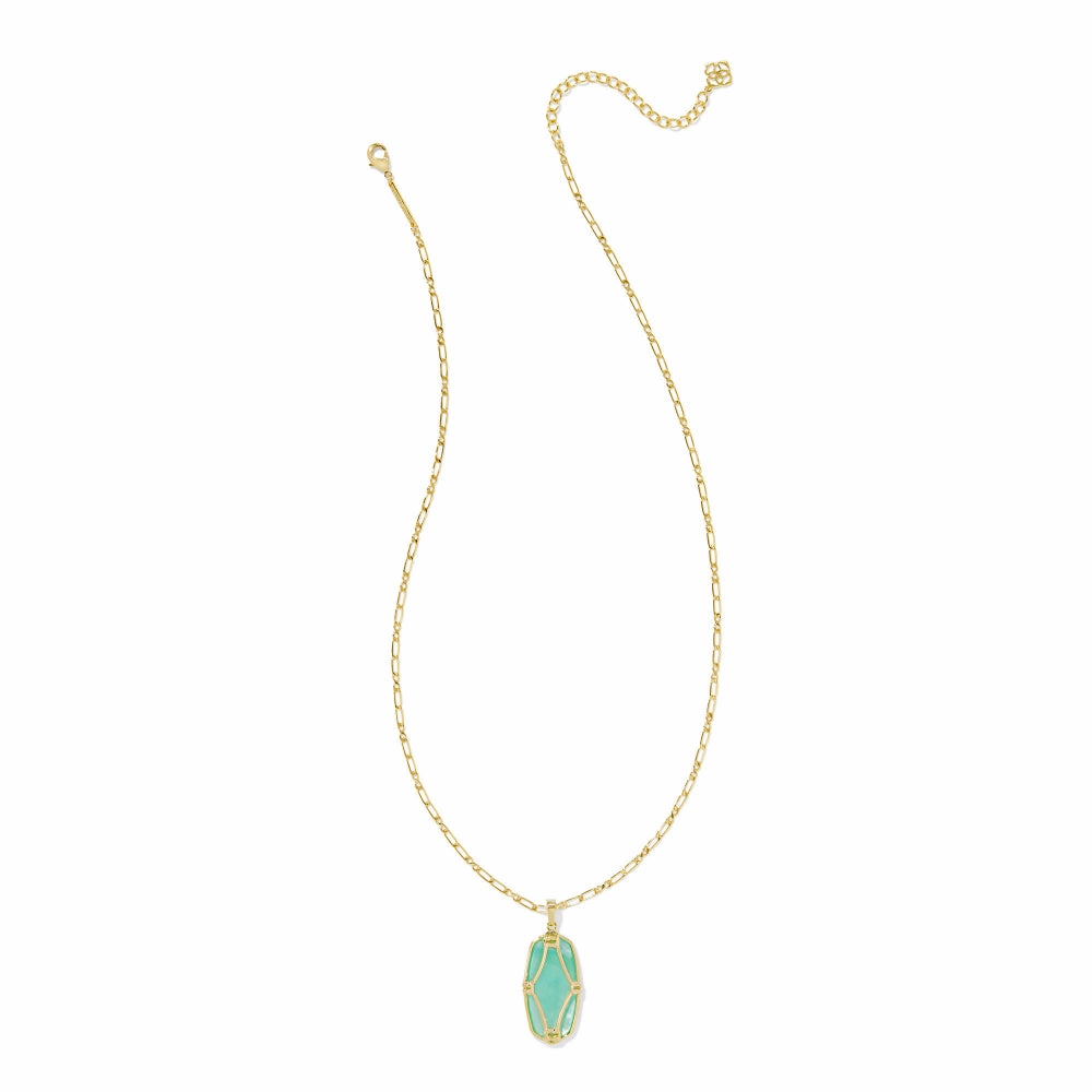 Kendra Scott Gold Elle Lattice Frame Large Long Pendant Necklace
