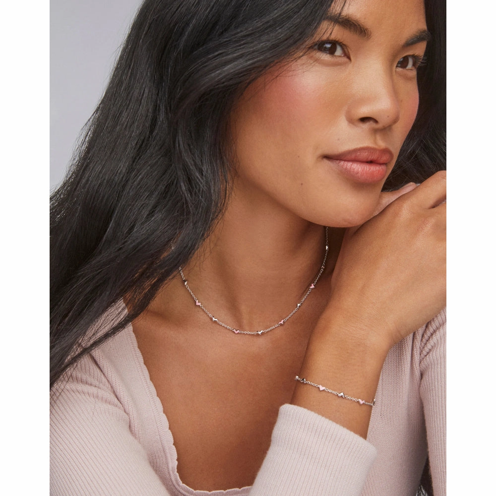 Kendra Scott Haven Heart Strand Necklace in Pink Enamel