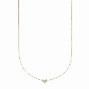 Kendra Scott Heart 14k Gold Pendant Necklace in White Diamond