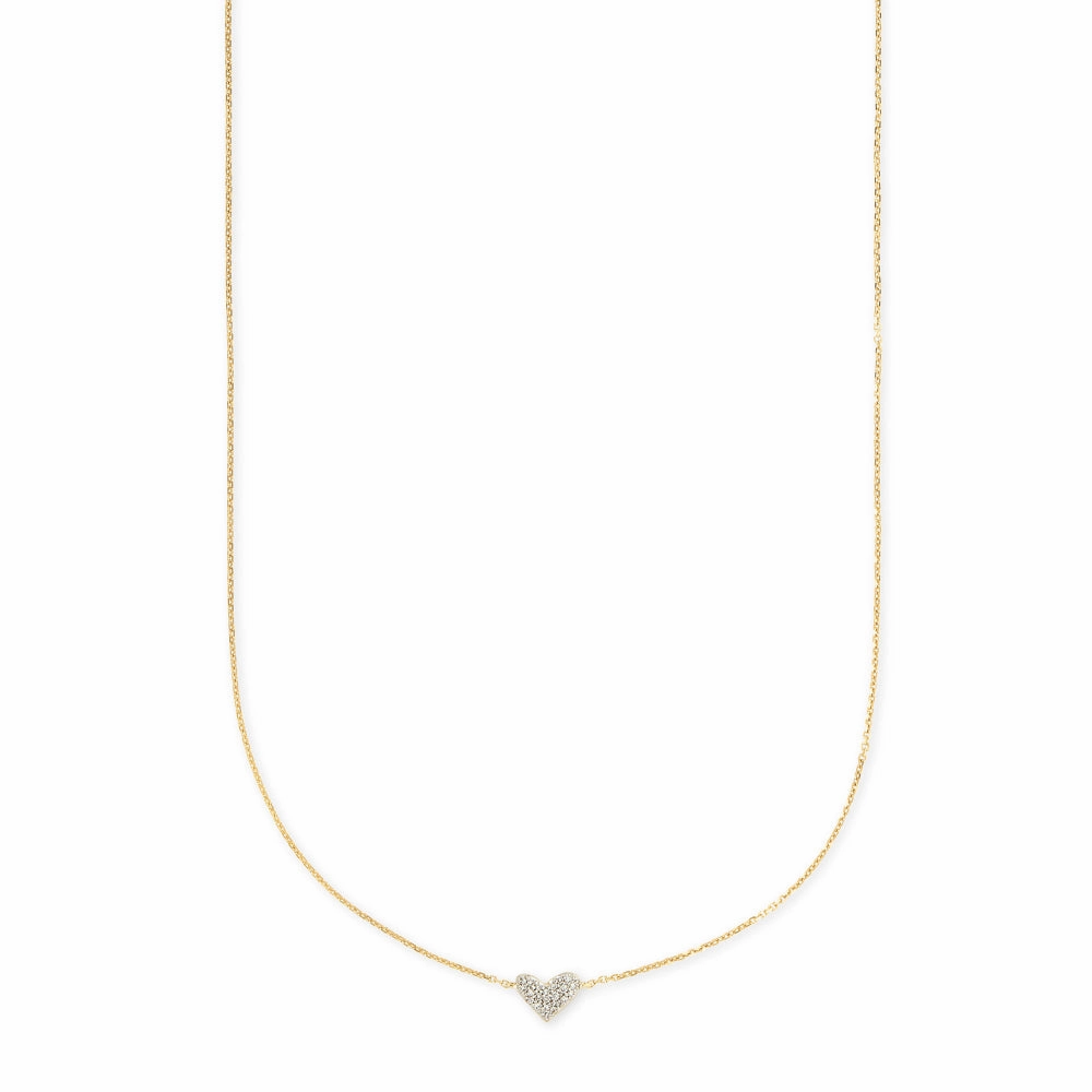 Kendra Scott Heart 14k Gold Pendant Necklace in White Diamond