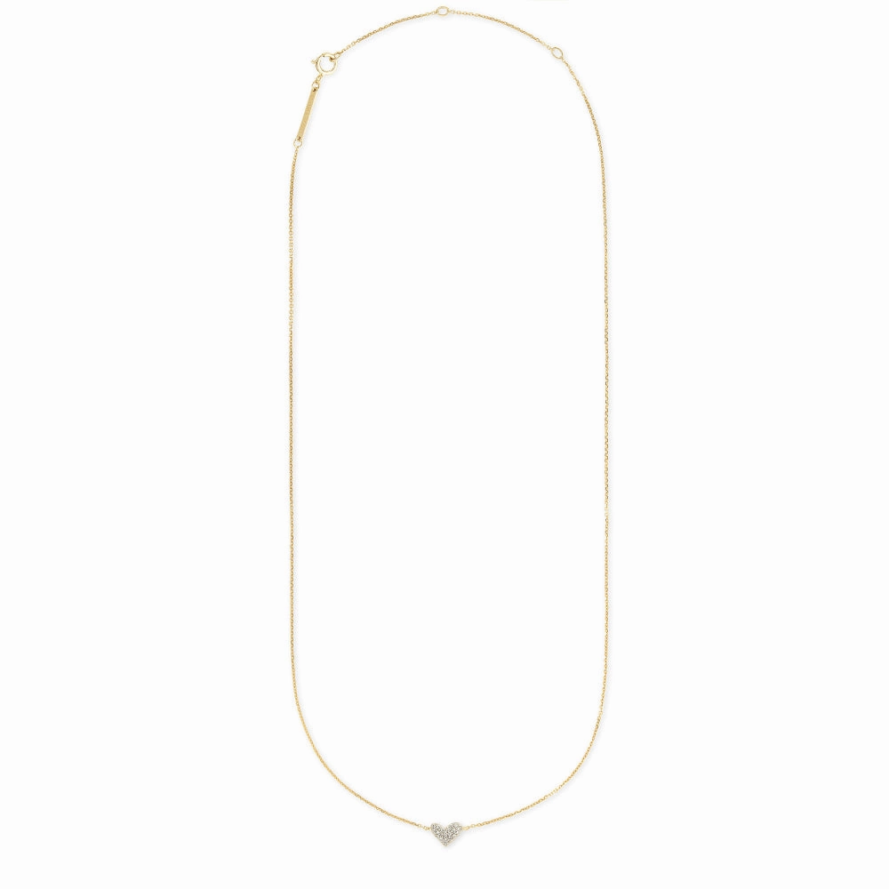 Kendra Scott Heart 14k Gold Pendant Necklace in White Diamond