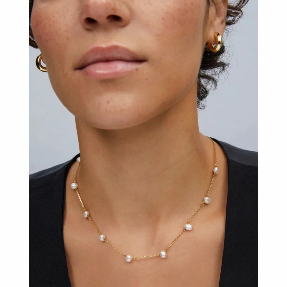 Kendra Scott Leighton Pearl Gold Strand Necklace