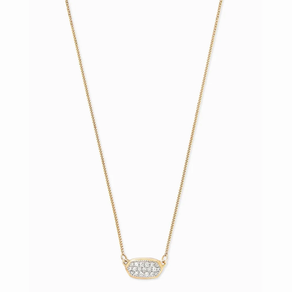 Kendra Scott Lisa 14k Gold Pendant Necklace in Pave White Diamond