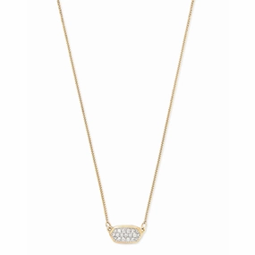Kendra Scott Lisa 14k Gold Pendant Necklace in Pave White Diamond