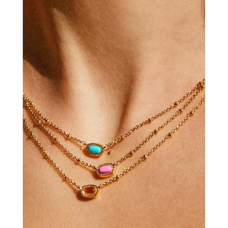 Kendra Scott Mini Elisa Pendant Necklace - Gold Turquoise