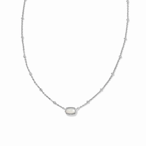 Kendra Scott Mini Elisa Pendant Necklace - Rhodium Ivory Mother of Pearl
