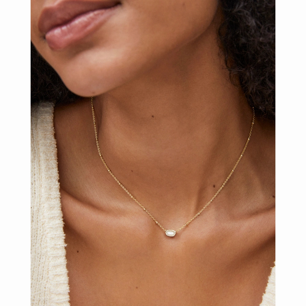 Kendra Scott Mini Elisa Satellite Short Pendant Necklace - Gold Ivory Mother of Pearl