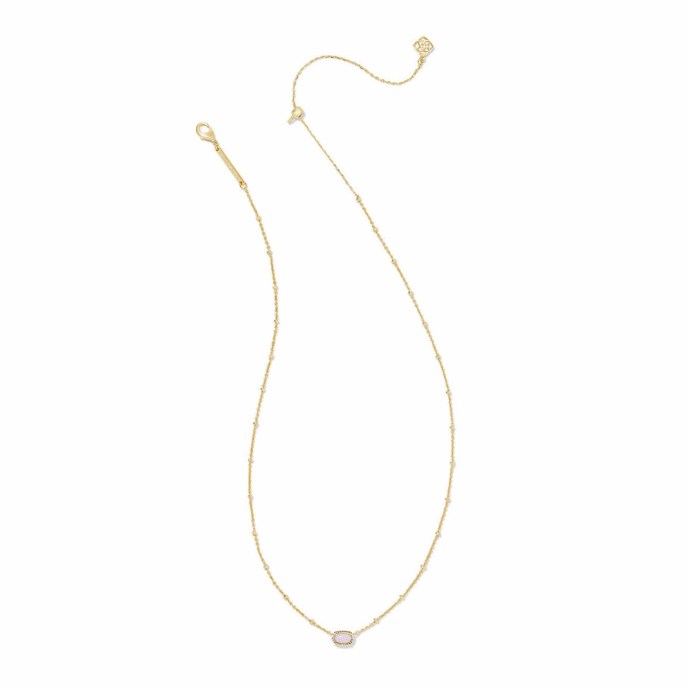 Kendra Scott Mini Elisa Satellite Short Pendant Necklace - Gold Pink Opalite Crystal