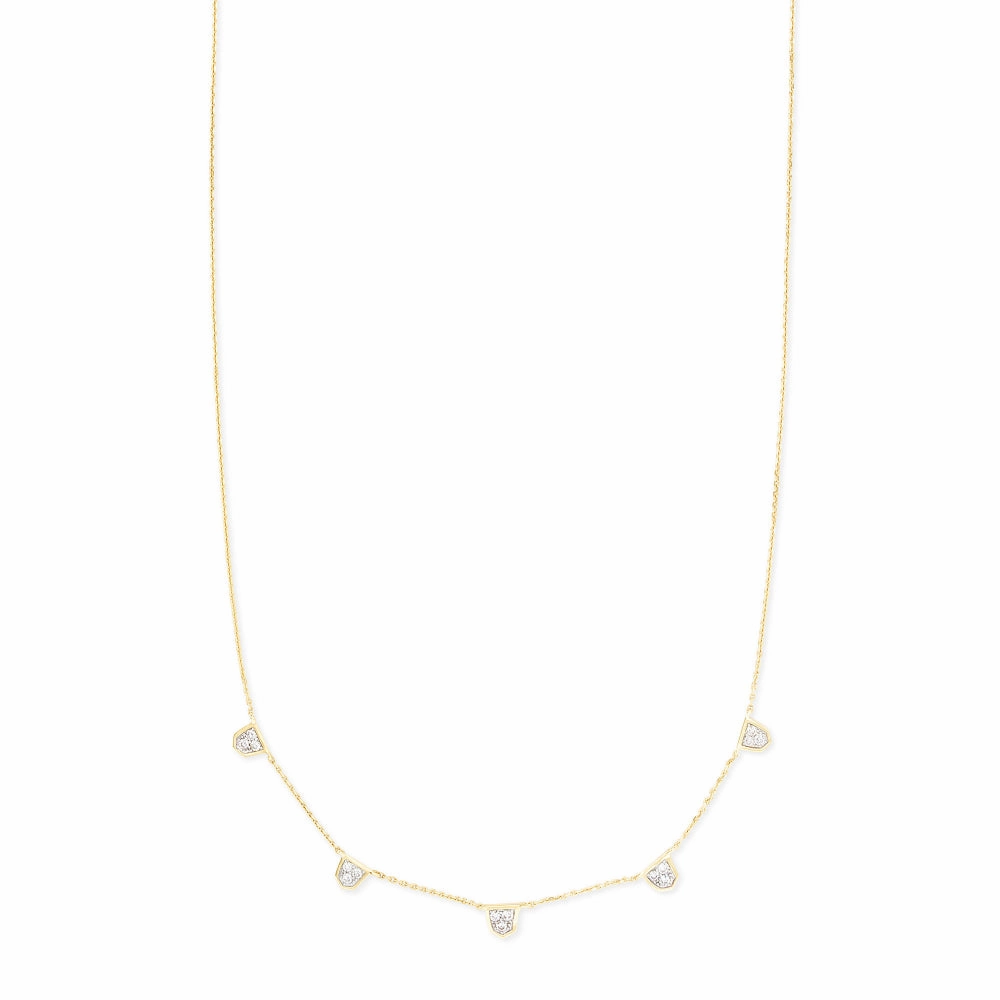 Kendra Scott Shannon 14k Gold Collar Necklace in White Diamond