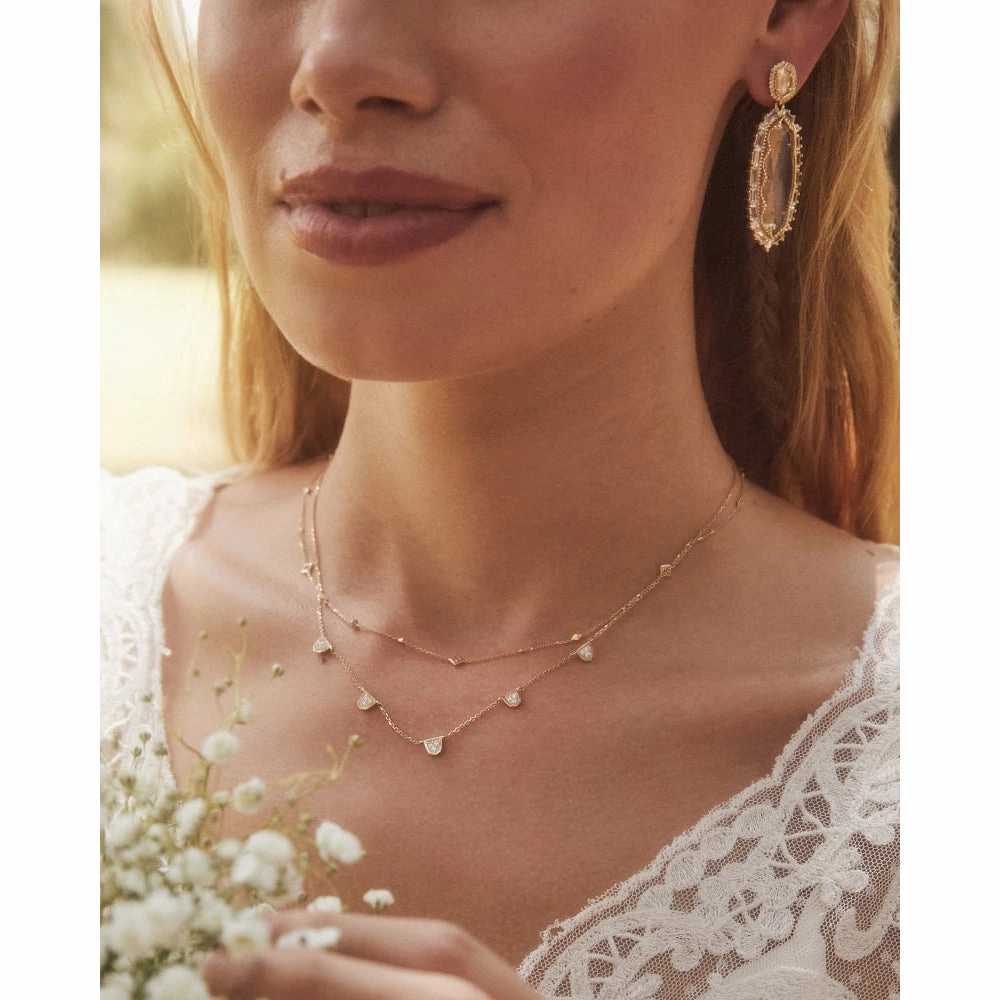 Kendra Scott Shannon 14k Gold Collar Necklace in White Diamond