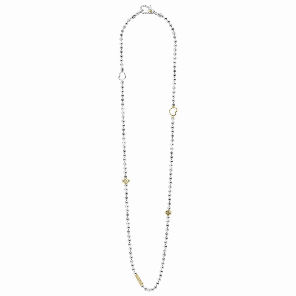 Lagos Caviar Icon Two Tone Beaded Necklace