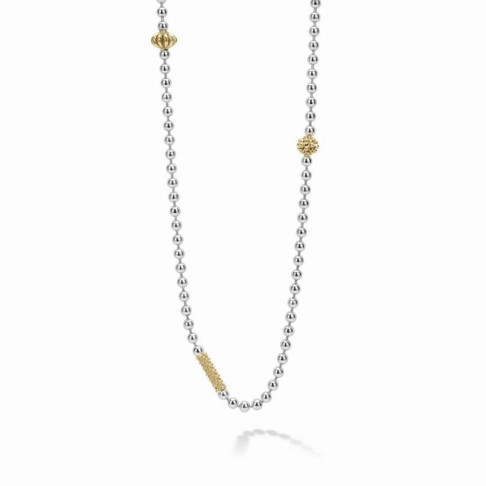 Lagos Caviar Icon Two Tone Beaded Necklace