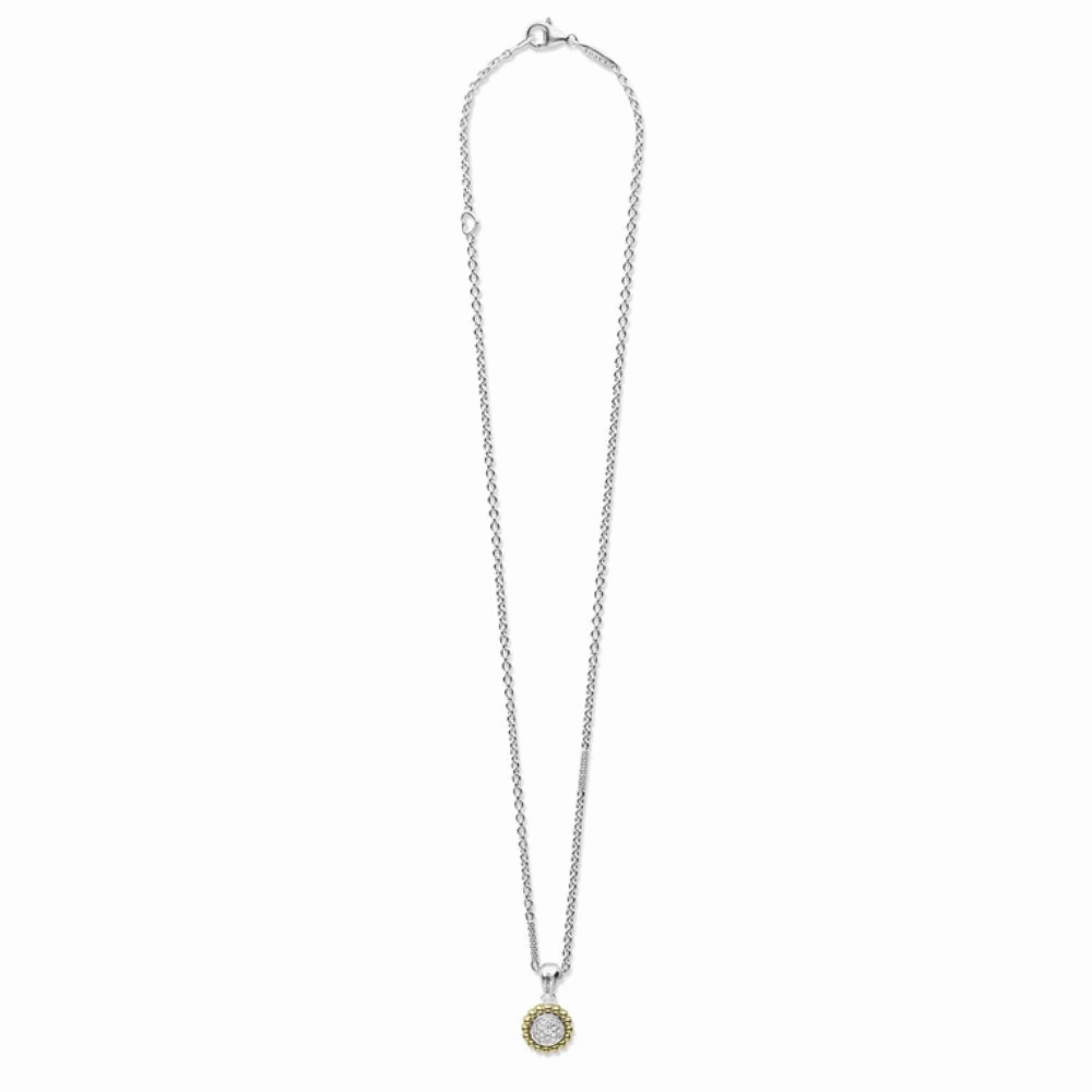 Lagos Caviar Lux Two-Tone Diamond Pendant Necklace