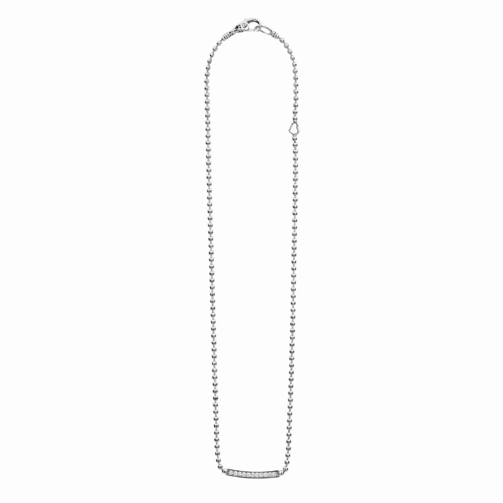 Lagos Caviar Spark Small Station Diamond Beaded Necklace