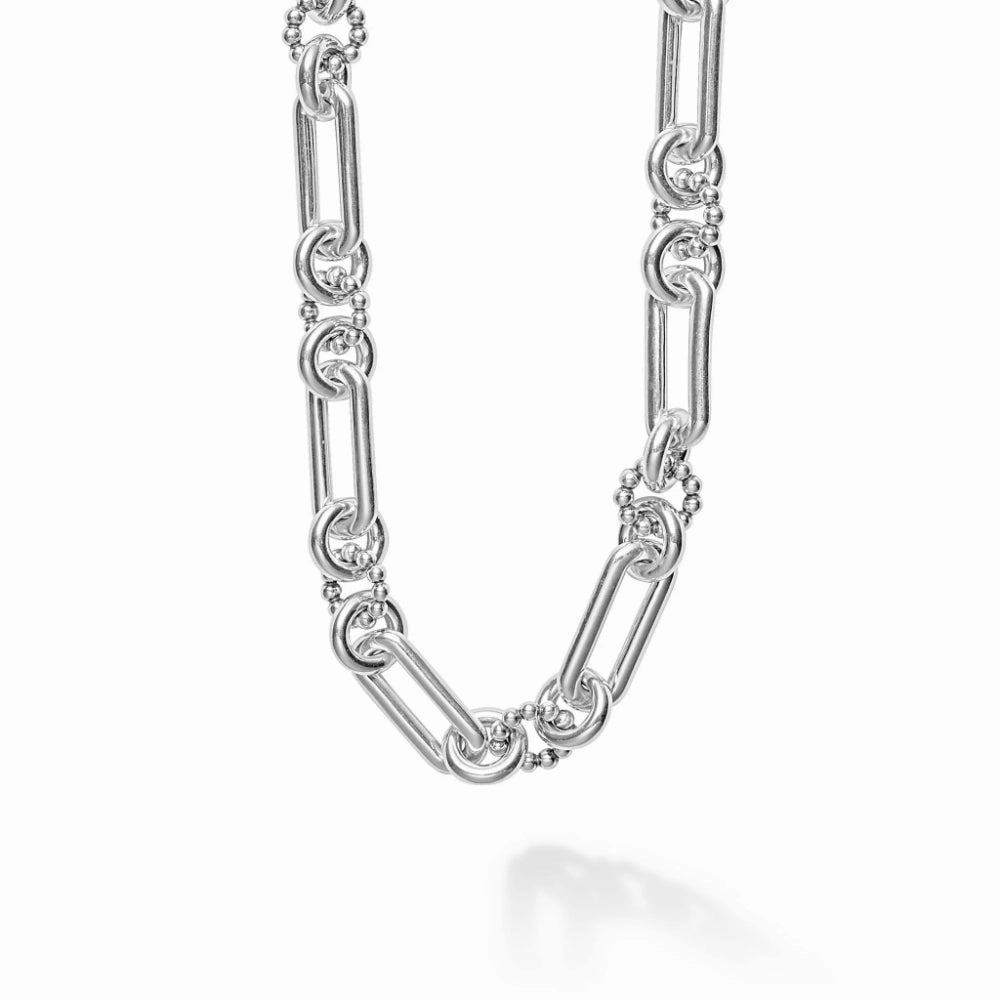 Lagos Signature Caviar Silver Link Necklace