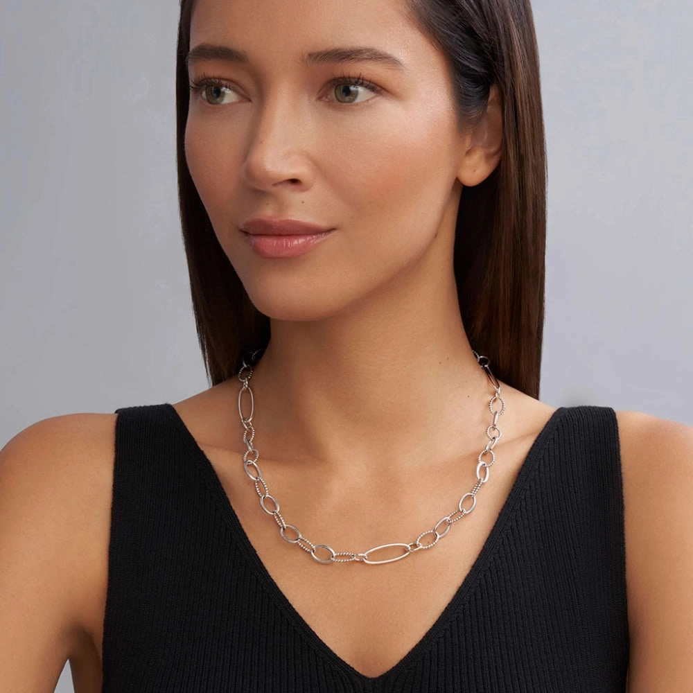 Lagos Signature Caviar Sterling Silver Link Necklace