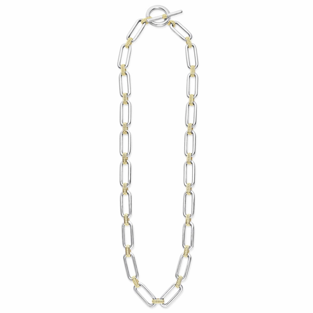 Lagos Signature Caviar Two-Tone Link Necklace