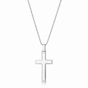Large Stainless Steel Cross Necklace with Laser Etched Design